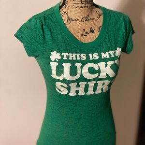 Cute Saint Patricks top and green size small good condition